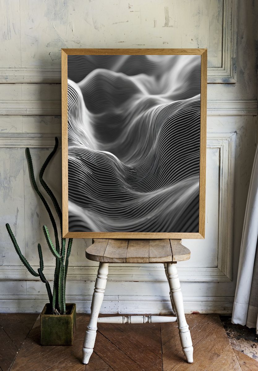 Waves of Lines — Abstract Poster. — room view 1