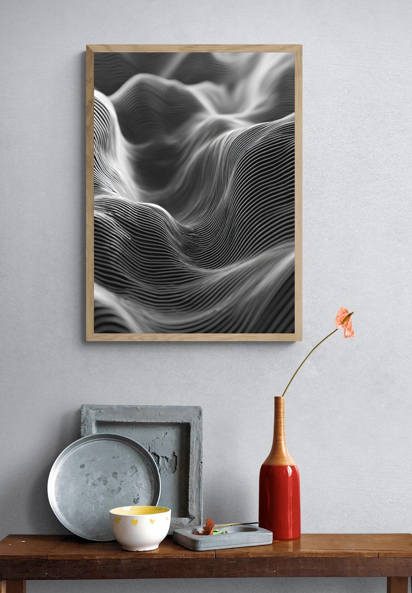 Waves of Lines — Abstract Poster. — room view 3