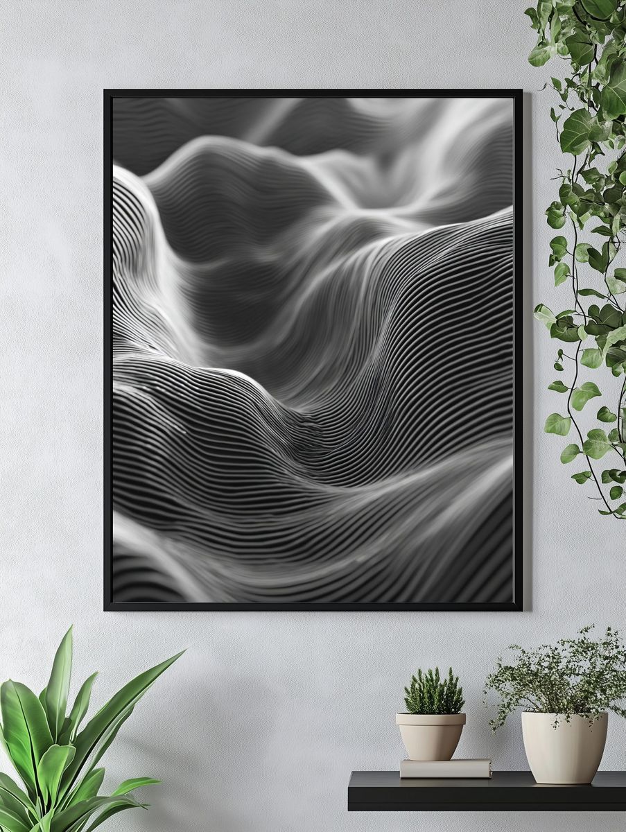 Waves of Lines — Abstract Poster. — room view 4