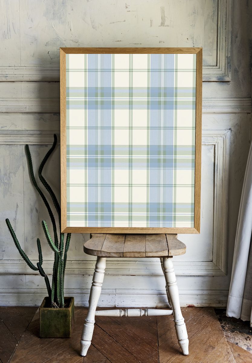 Pastel Plaid Pattern Print. room preview