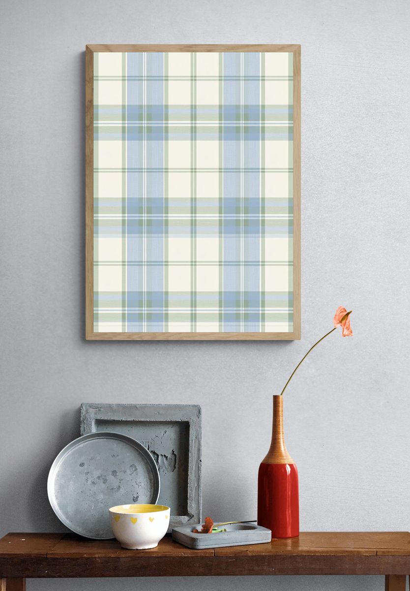 Pastel Plaid Pattern Print. — room view 3