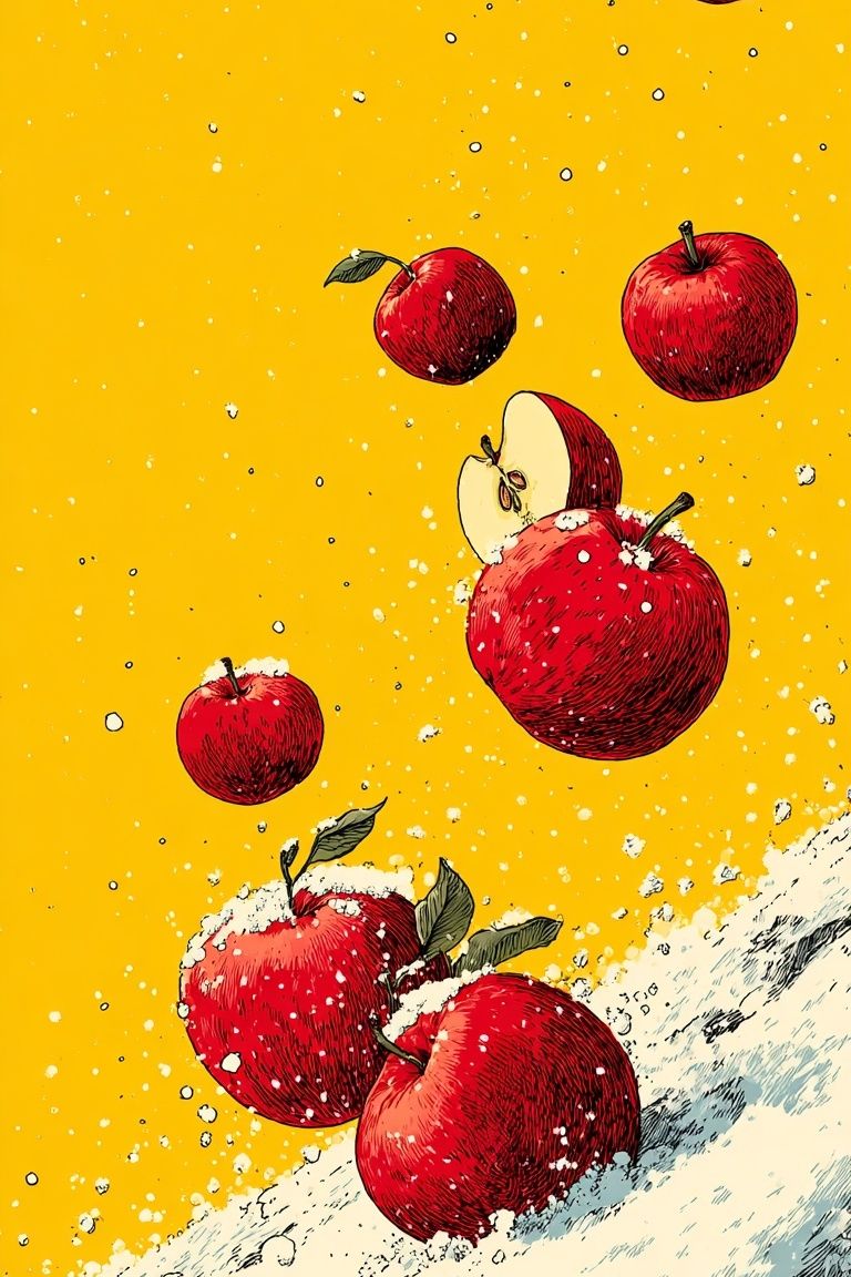 Falling Apples — Illustration Print. poster — illustration art