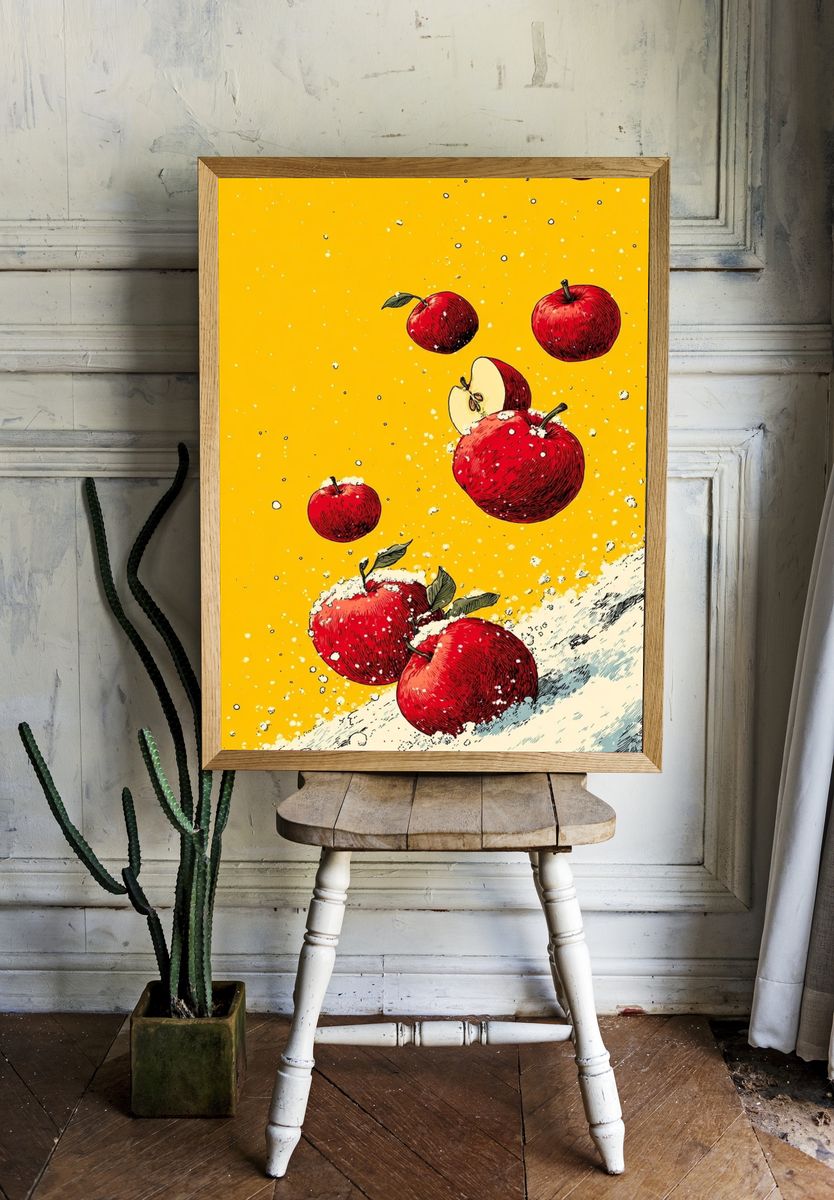 Falling Apples — Illustration Print. — room view 1