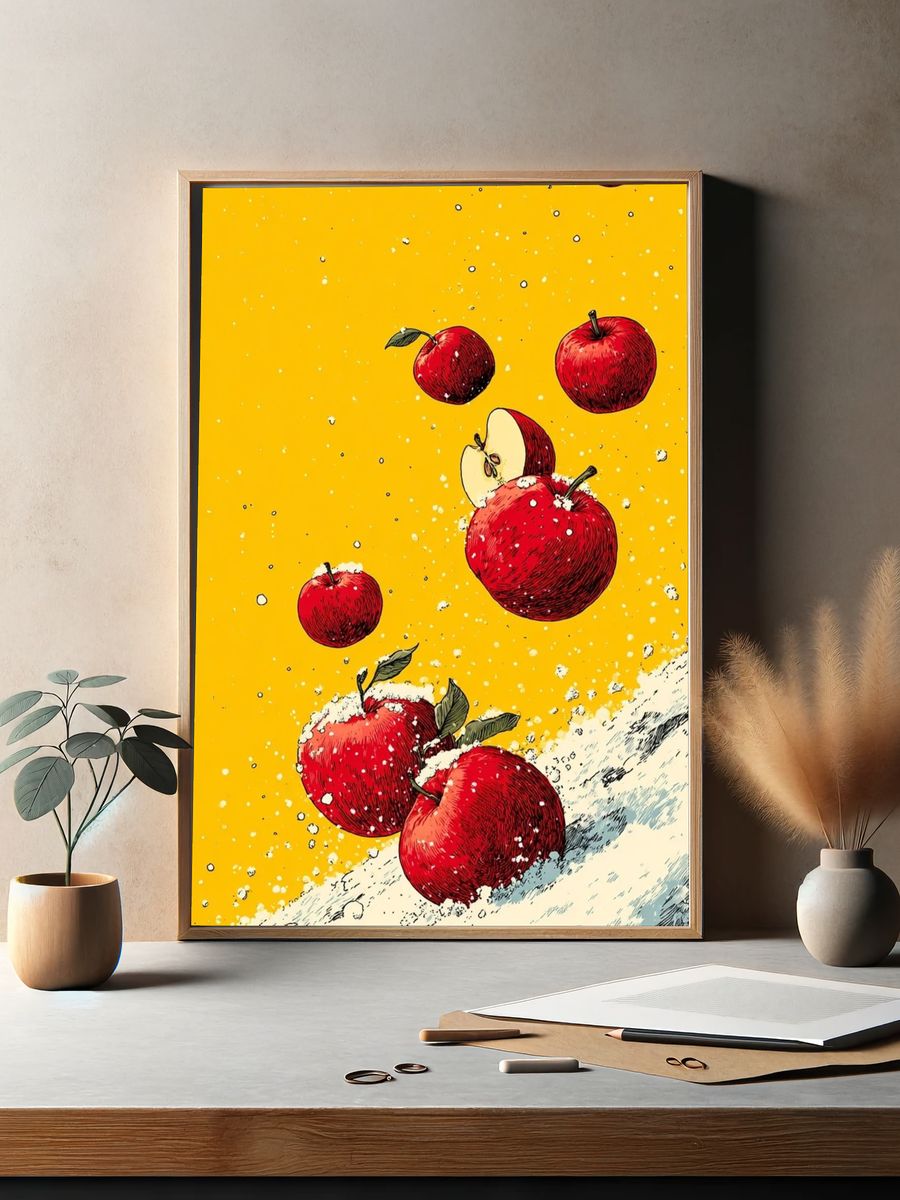 Falling Apples — Illustration Print. — room view 2