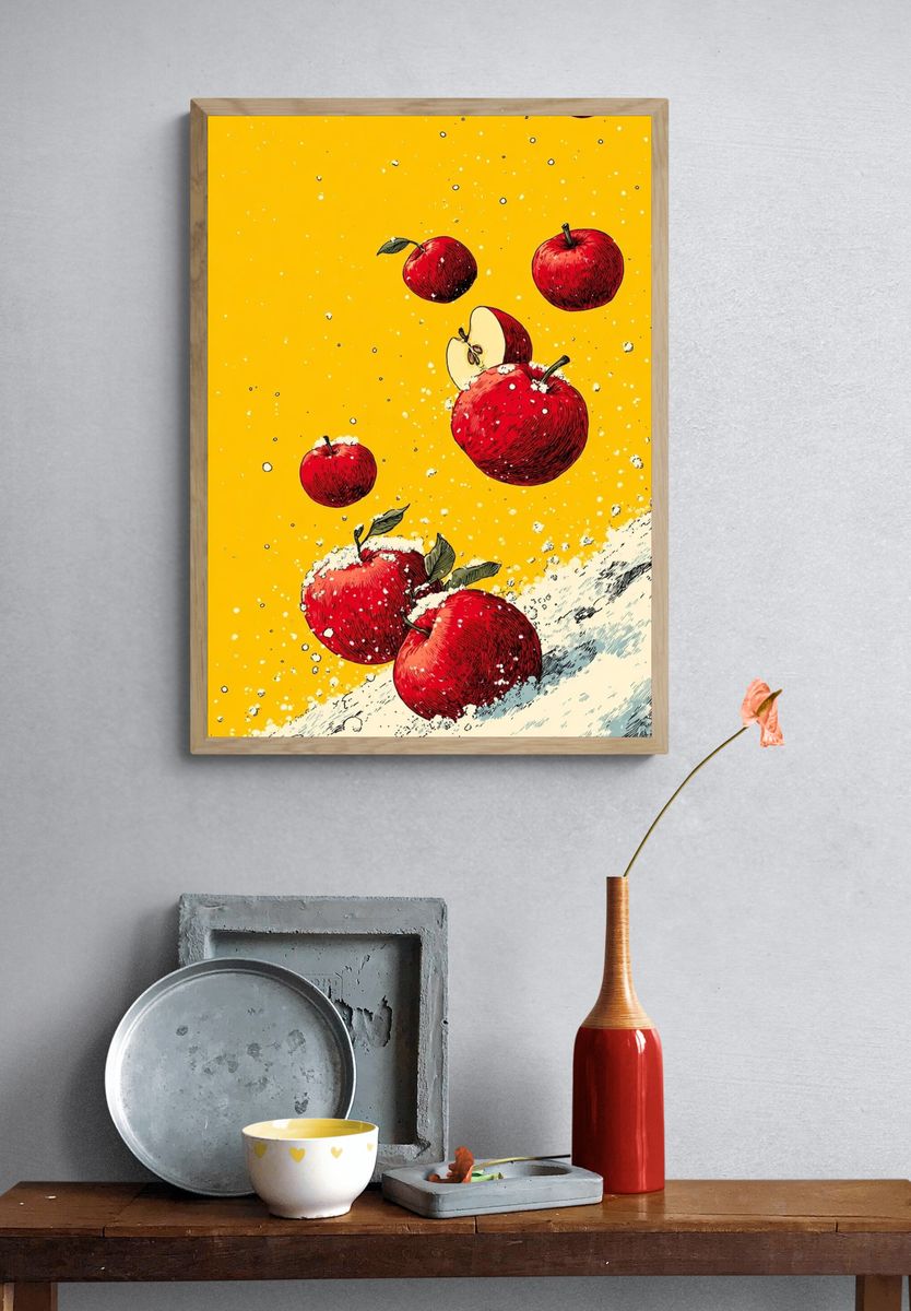 Falling Apples — Illustration Print. — room view 3
