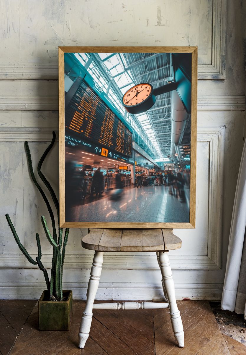 Airport Terminal Clock Photography Poster. room preview