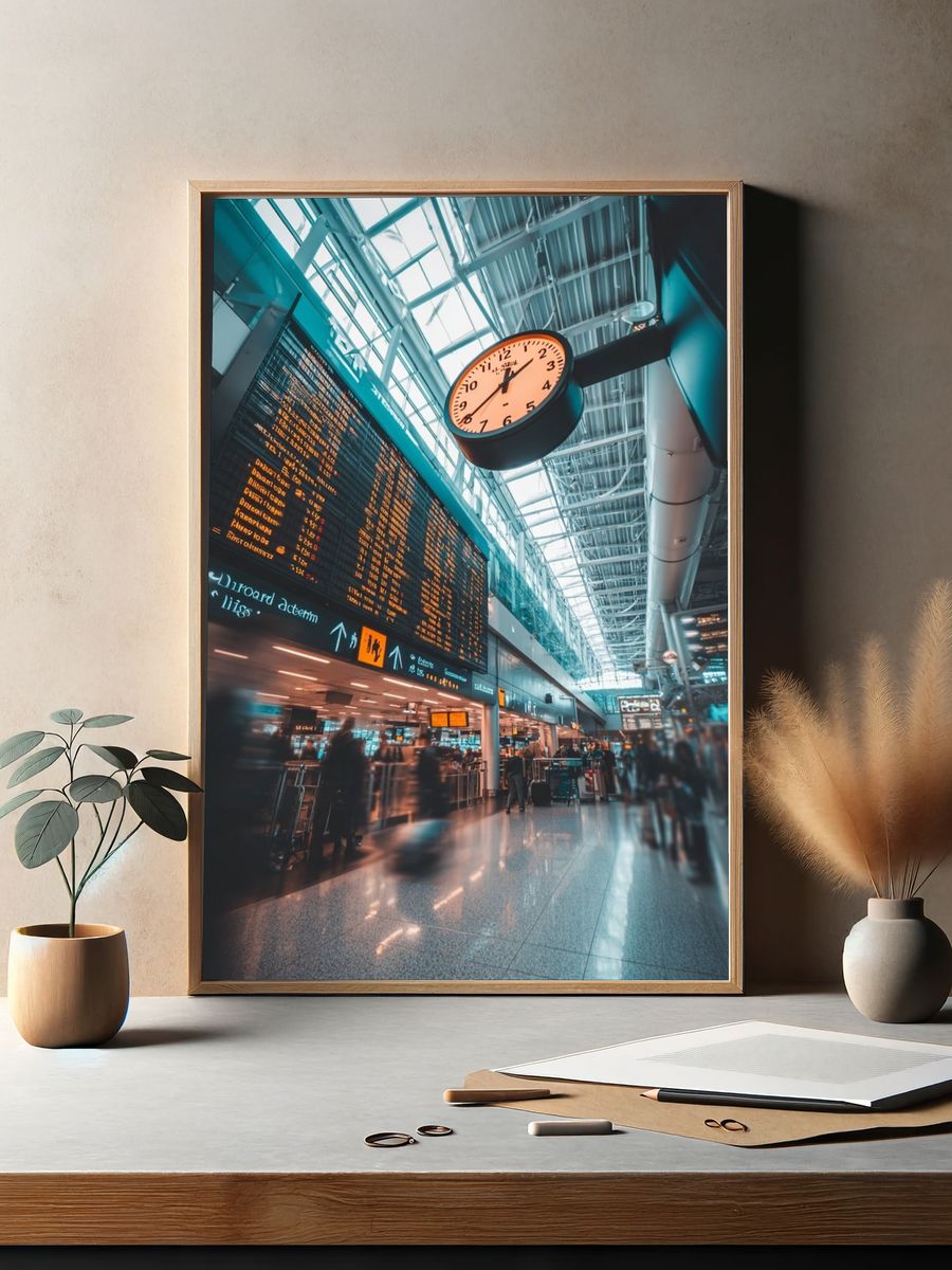 Airport Terminal Clock Photography Poster. — room view 2