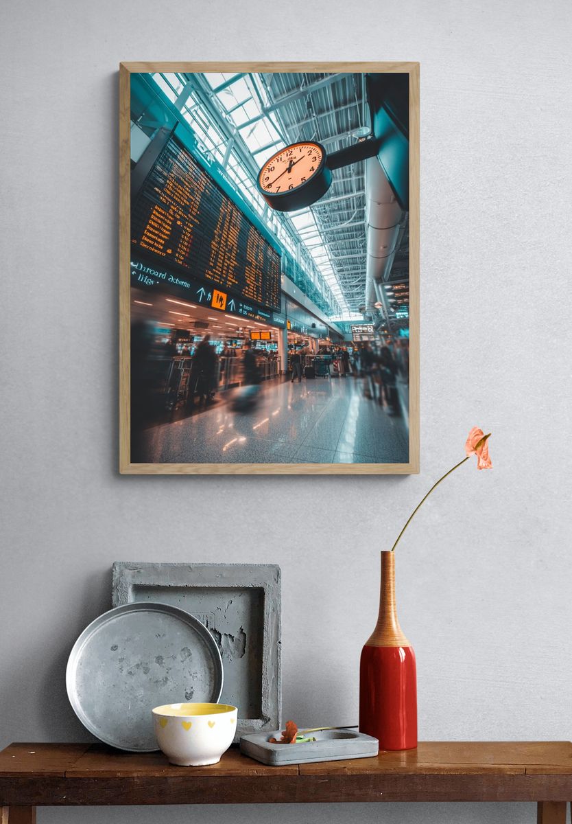 Airport Terminal Clock Photography Poster. — room view 3