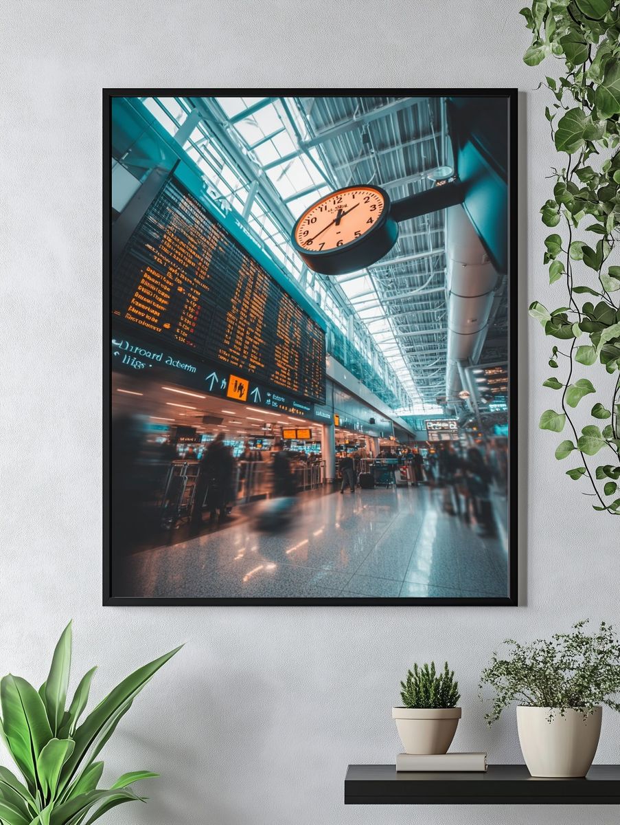 Airport Terminal Clock Photography Poster. — room view 4