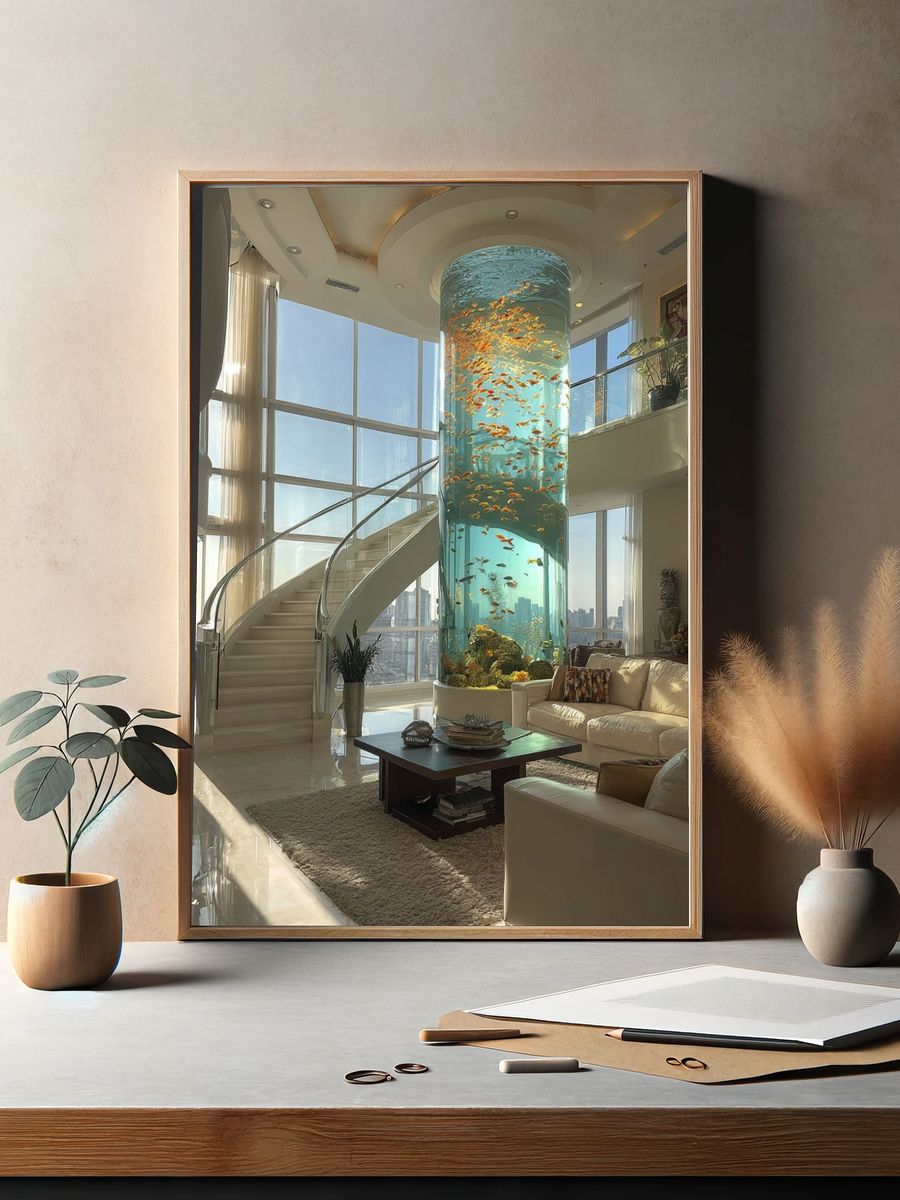 Luxury Aquarium Interior Photography Poster. — room view 2