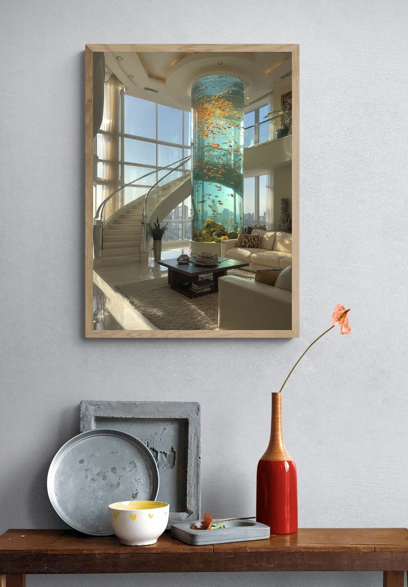 Luxury Aquarium Interior Photography Poster. — room view 3