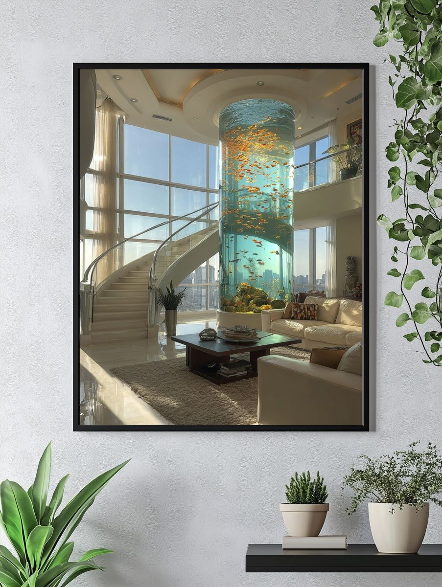 Luxury Aquarium Interior Photography Poster. — room view 4