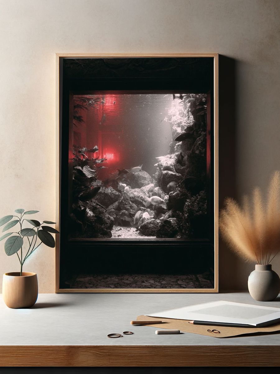 Underwater Aquarium Scene Photography Poster. — room view 2