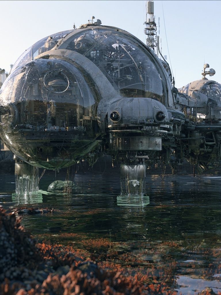 Futuristic Seaside Dome Poster. poster — architecture art