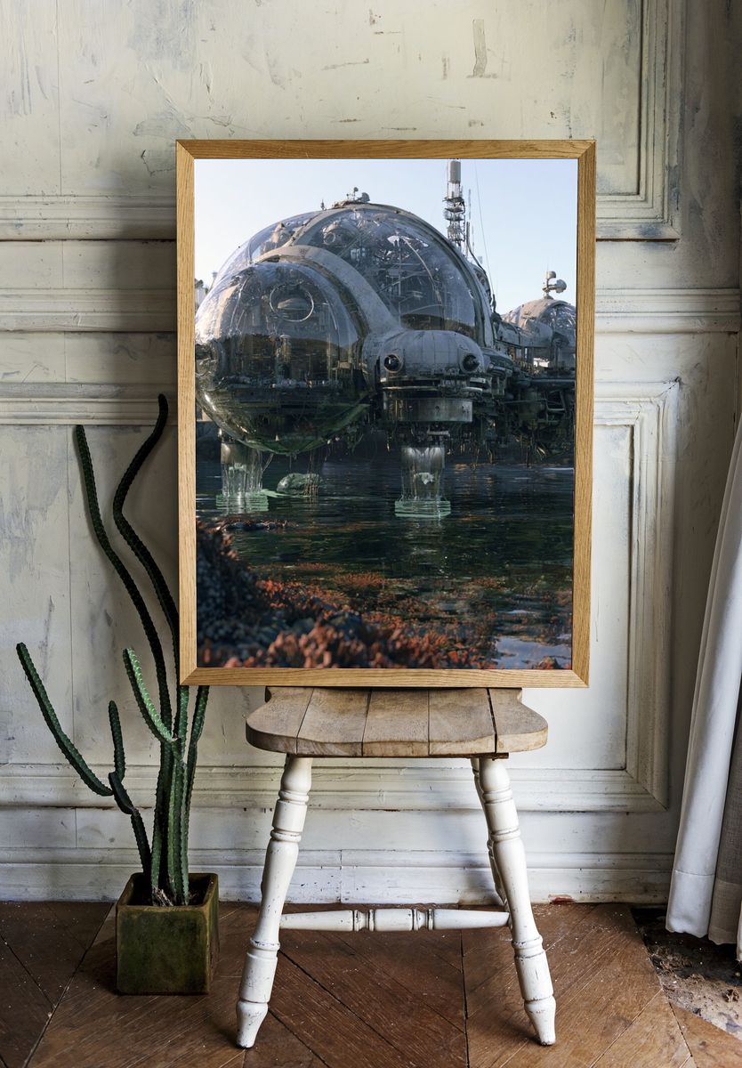 Futuristic Seaside Dome Poster. room preview