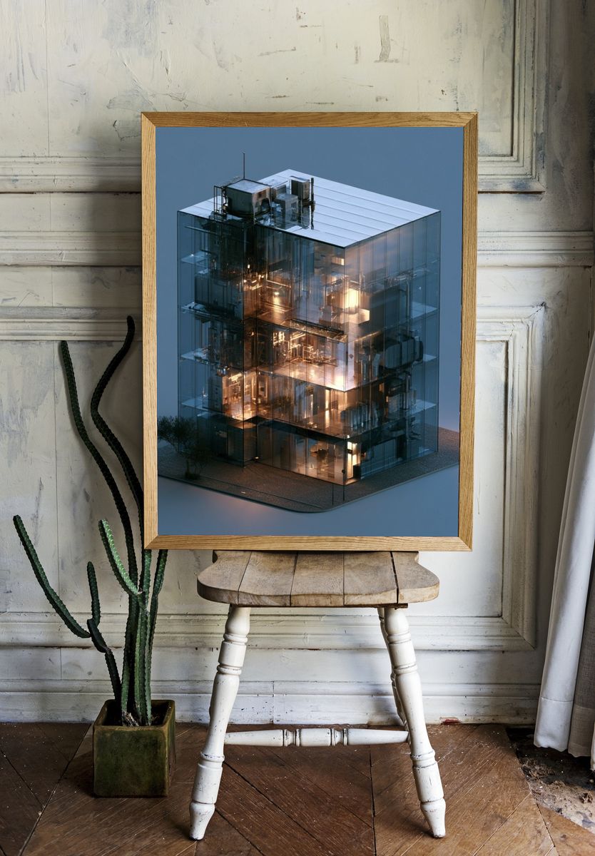 Glass Tower Architecture Print. room preview