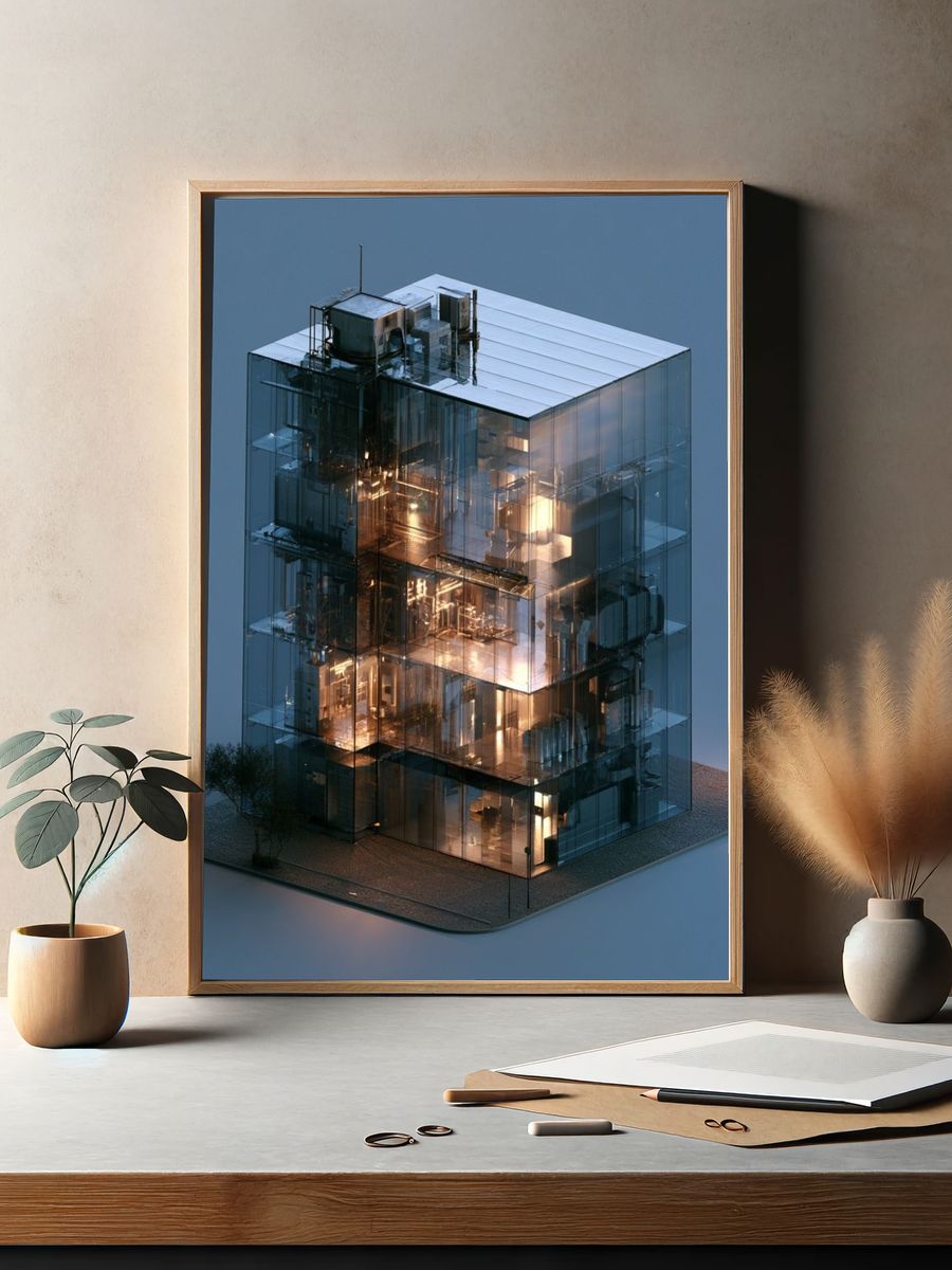 Glass Tower Architecture Print. — room view 2