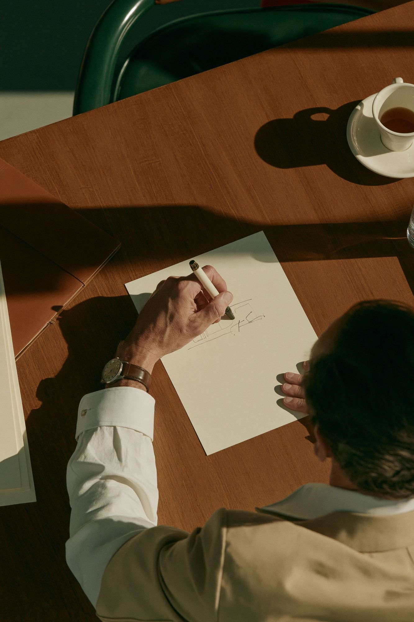 Architect Sketching Desk Photography Poster. poster detail