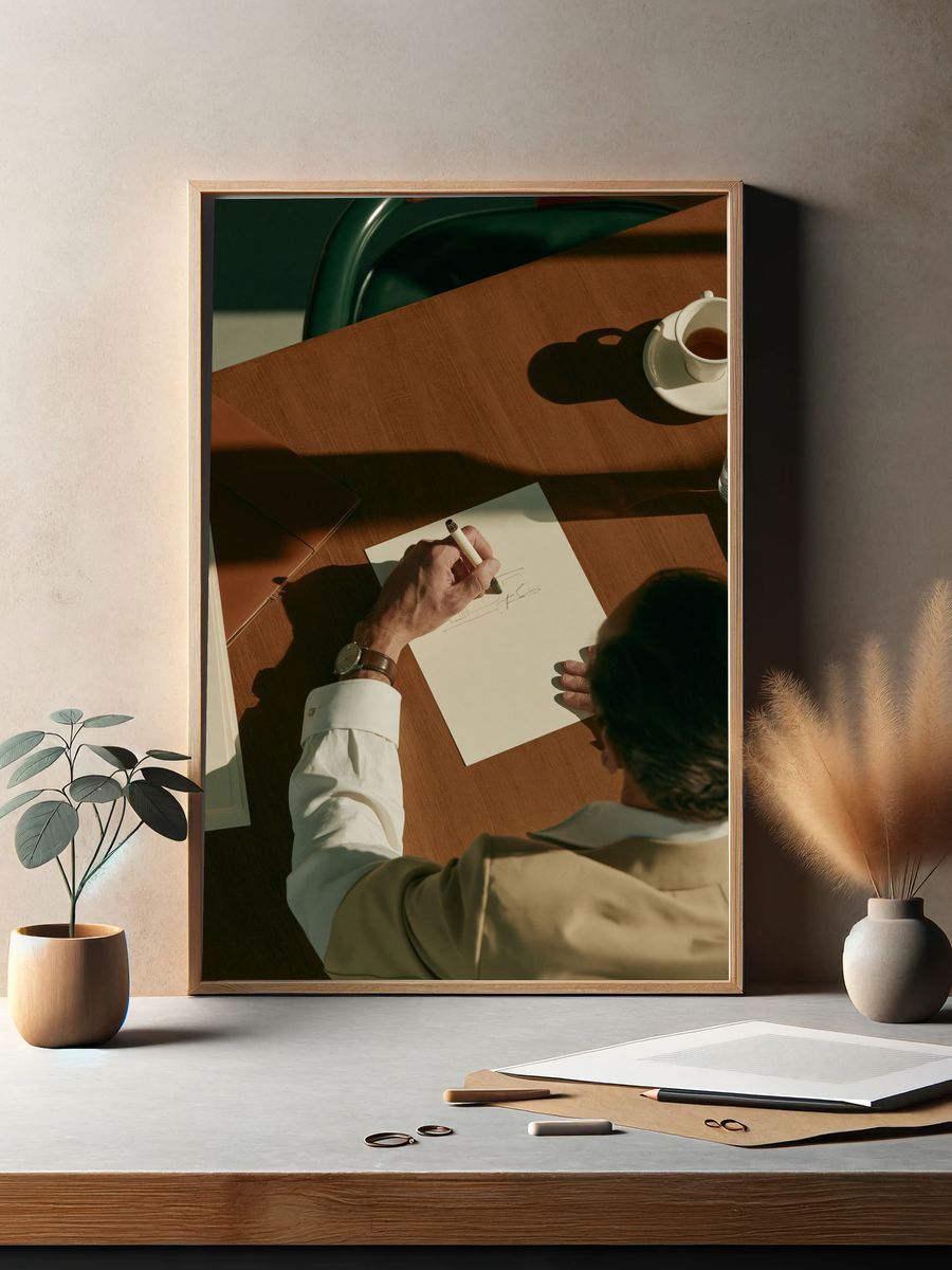 Architect Sketching Desk Photography Poster. — room view 2
