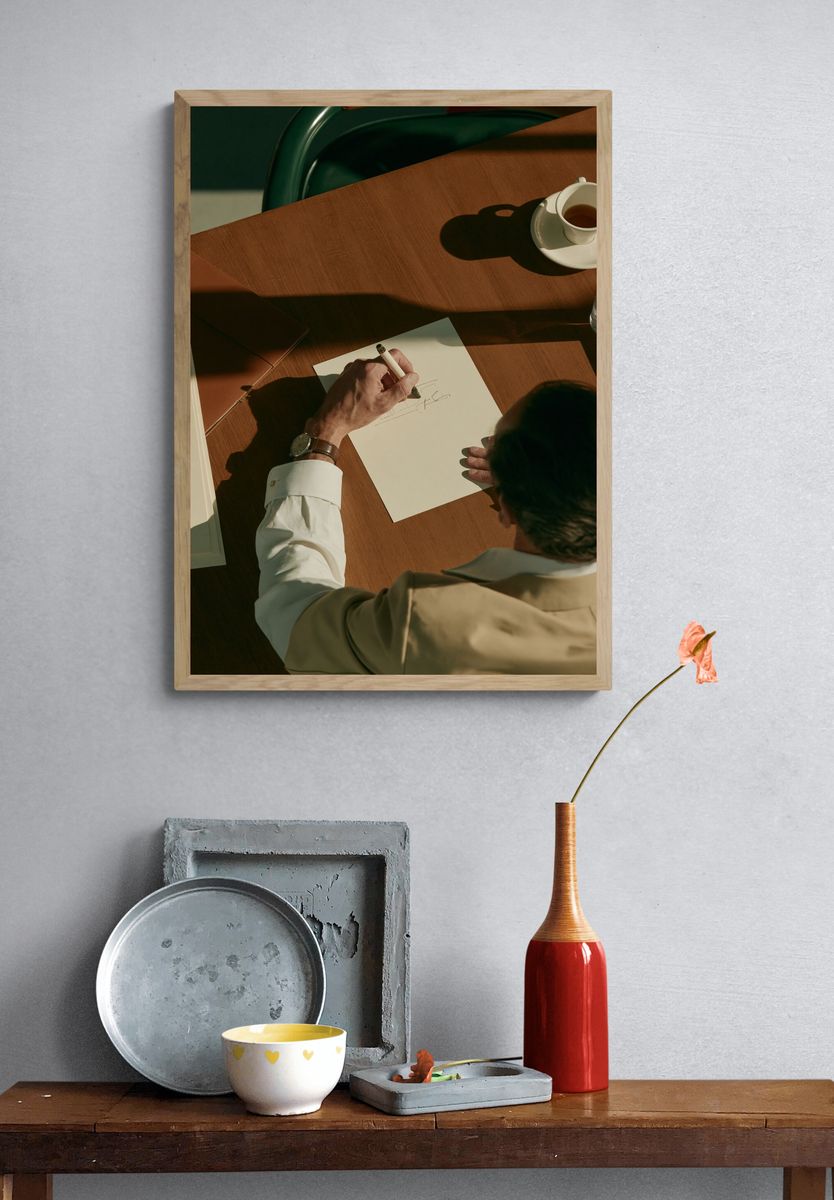 Architect Sketching Desk Photography Poster. — room view 3