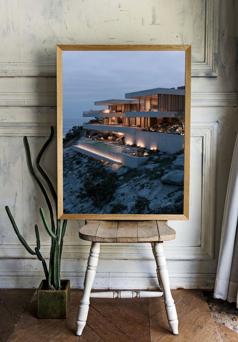 Cliffside Modern Villa Print. room preview
