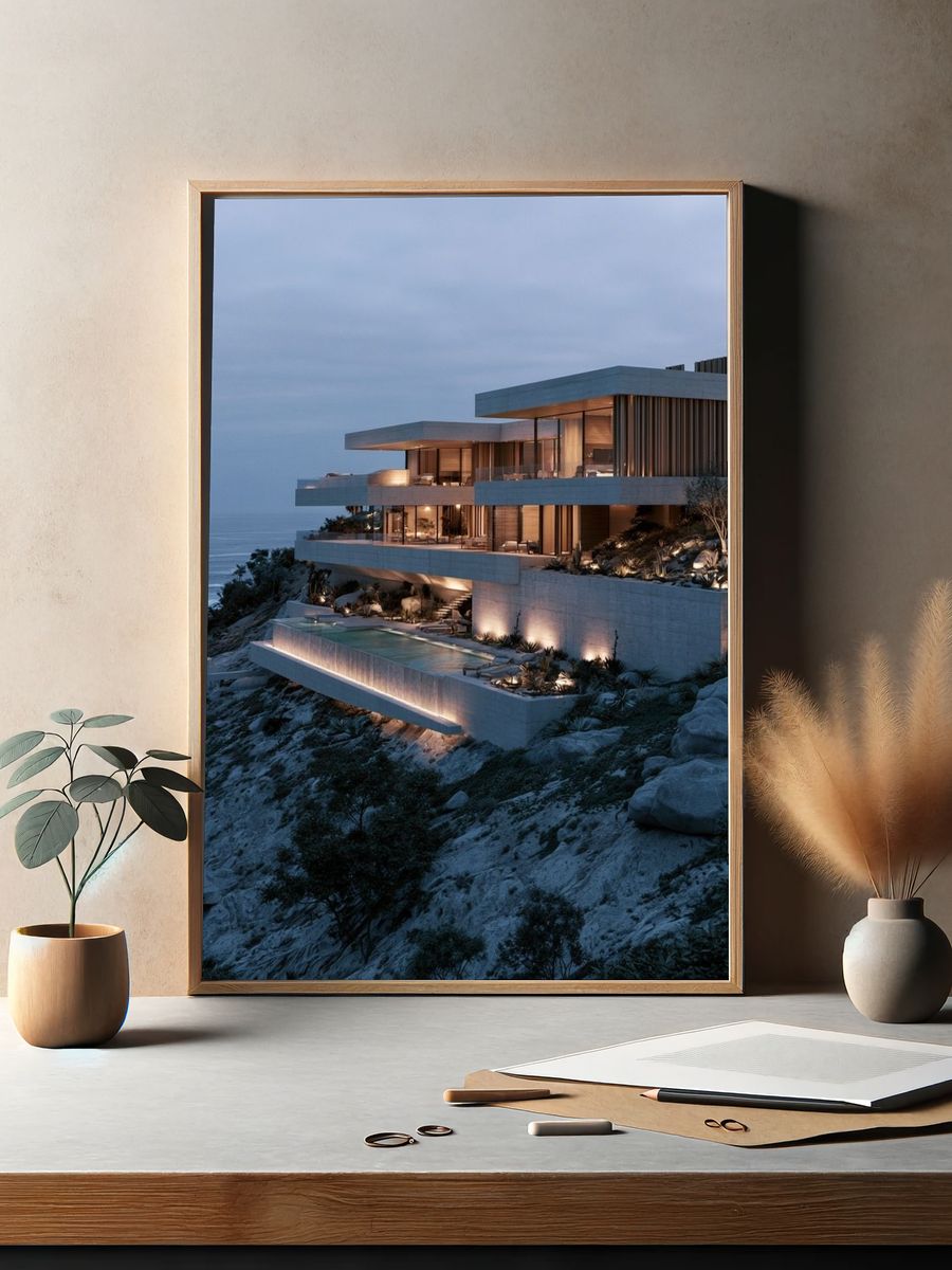 Cliffside Modern Villa Print. — room view 2
