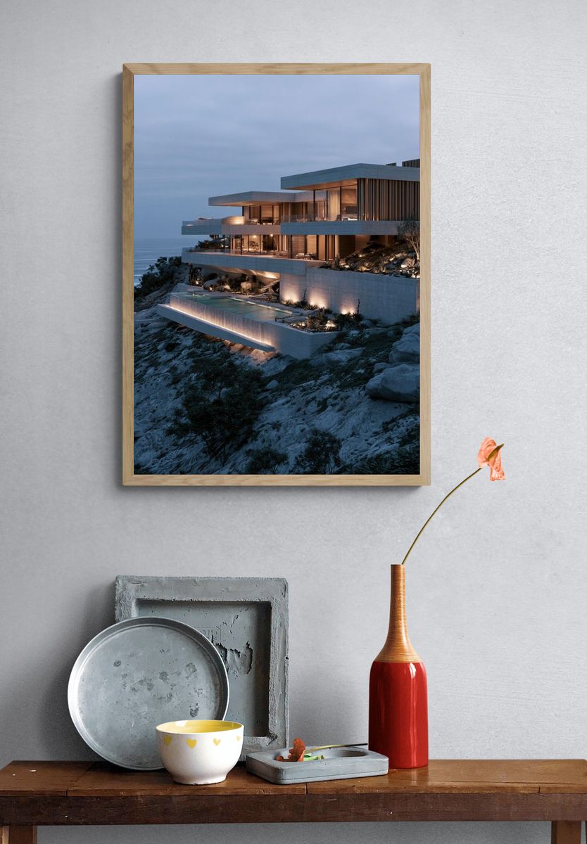 Cliffside Modern Villa Print. — room view 3