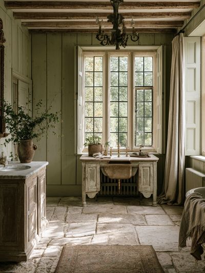 Rustic French Bathroom Interior Print. poster print