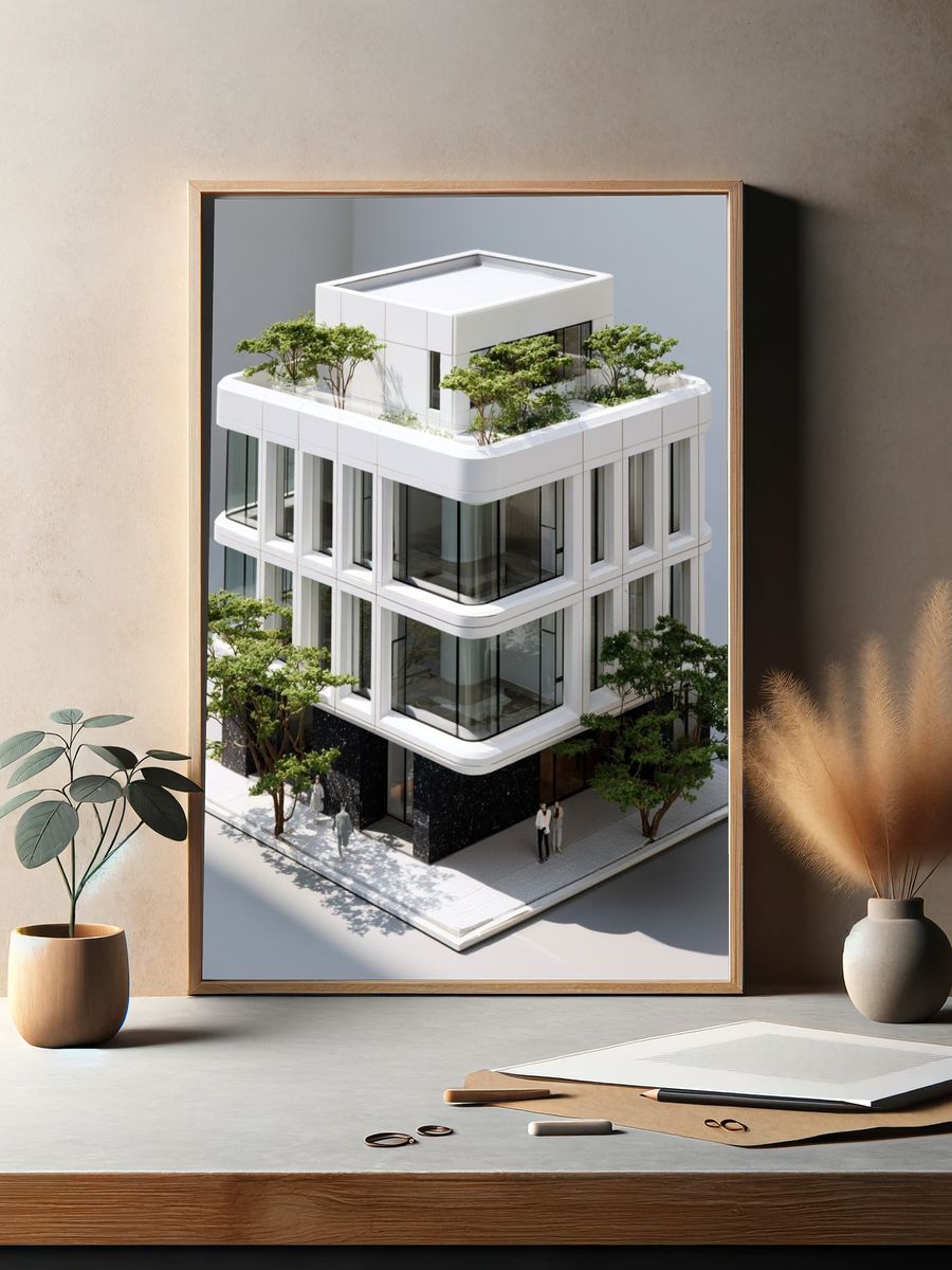 Modern Architectural Model Print. — room view 2