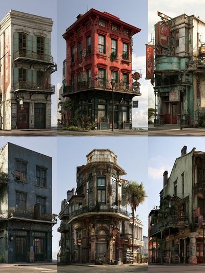 Weathered City Buildings Architecture Print.
