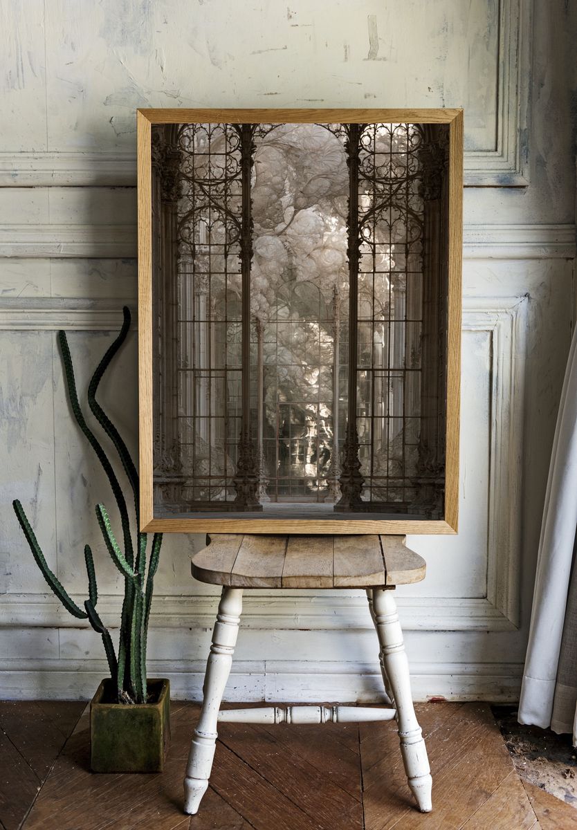 Ornate Cathedral Window Print. room preview