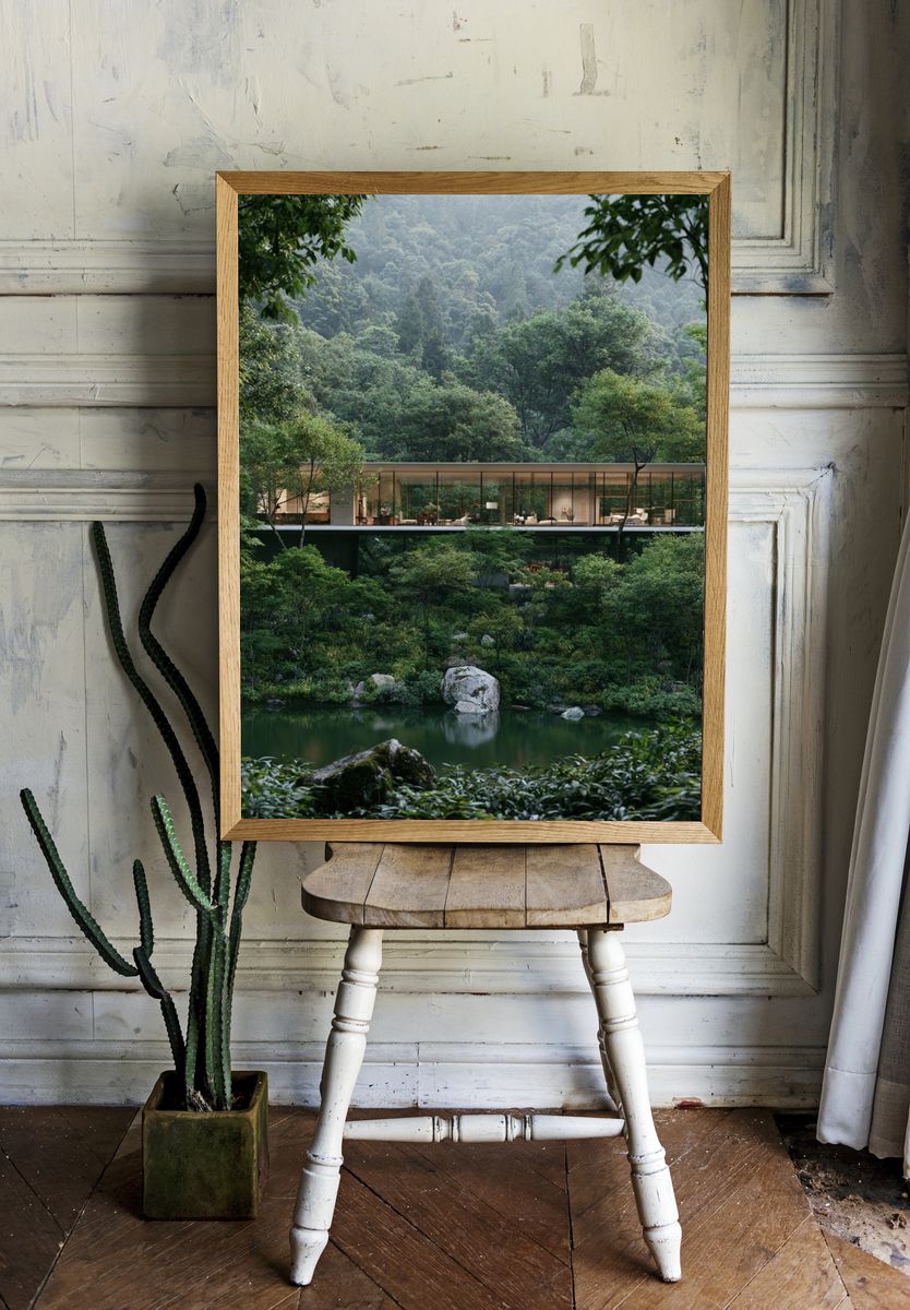 Forest Retreat Architecture Poster. room preview