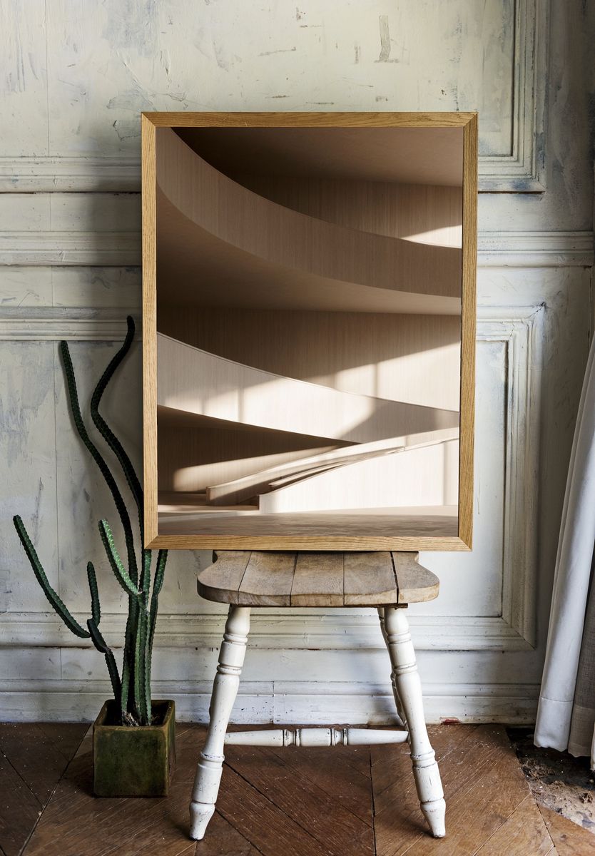 Curved Minimalist Architecture Print. room preview