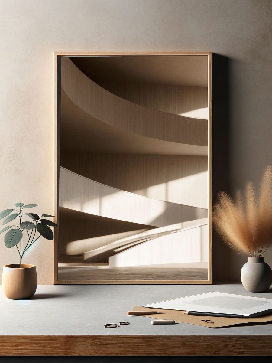 Curved Minimalist Architecture Print. — room view 2