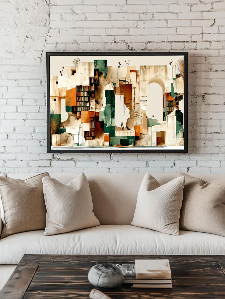 Abstract Architectural Collage Poster. — room view 1