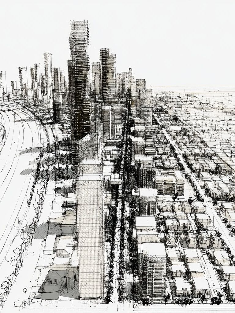 City Skyline Sketch Poster. poster — architecture art