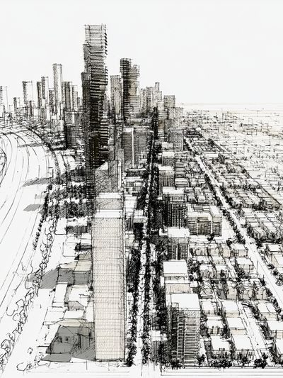 City Skyline Sketch Poster.