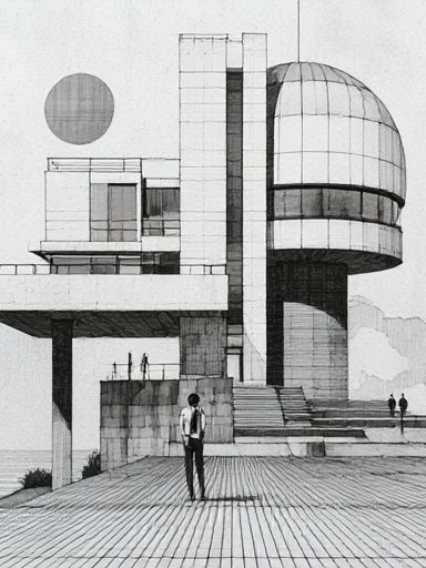 Brutalist Architecture Sketch Poster. poster detail