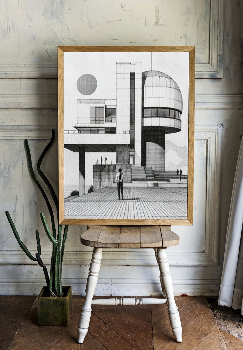 Brutalist Architecture Sketch Poster. room preview