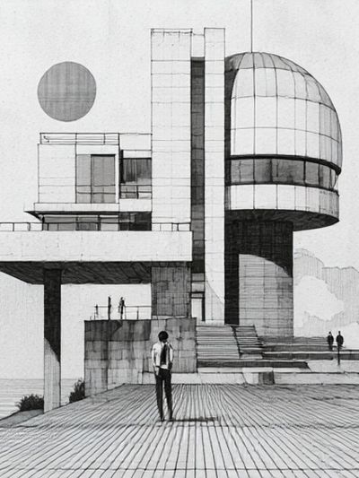 Brutalist Architecture Sketch Poster.