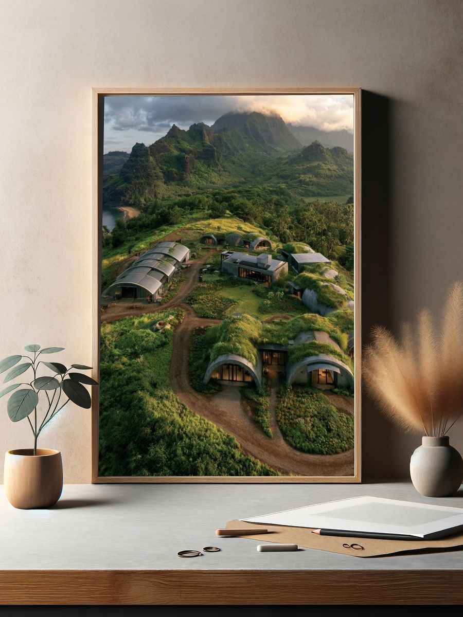 Tropical Eco Resort Landscape Poster. — room view 2
