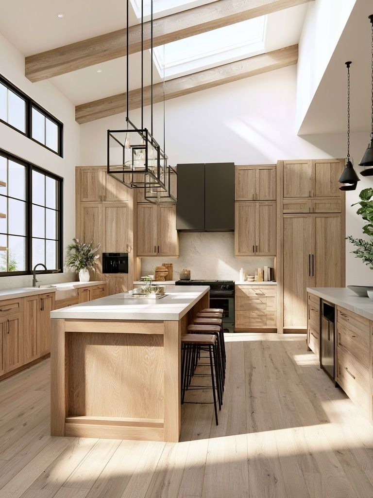 Modern Sunlit Kitchen Interior Print. poster — architecture art