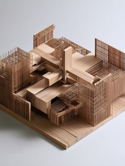 Wooden Architectural Model Print.