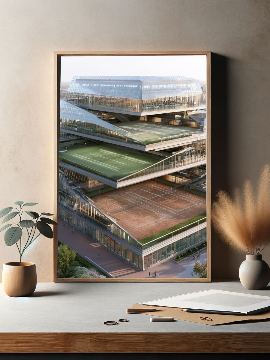 Futuristic Sports Complex Architecture Poster. — room view 2