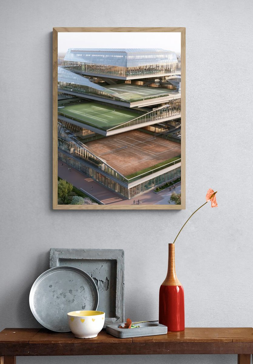 Futuristic Sports Complex Architecture Poster. — room view 3