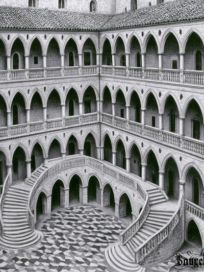 Gothic Cloister Courtyard Print.