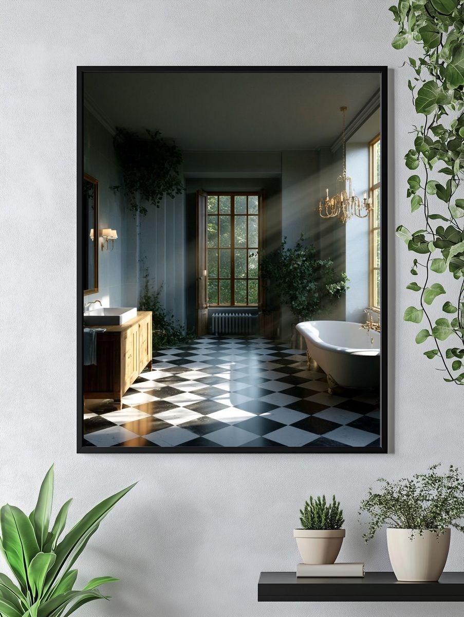 Sunlit Vintage Bathroom Interior Print. — room view 4