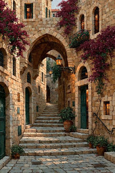 Mediterranean Stone Alley Print. poster print