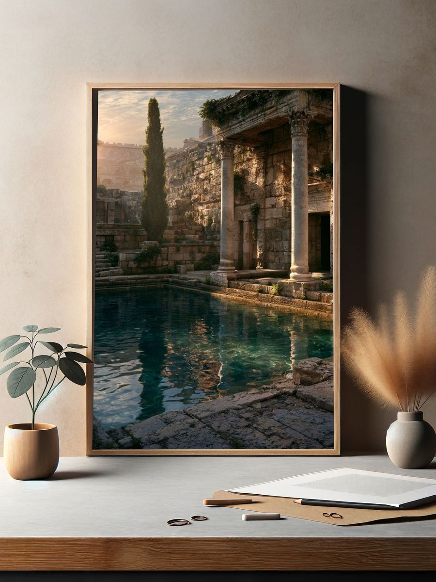 Ancient Ruins at Sunset Poster. — room view 2