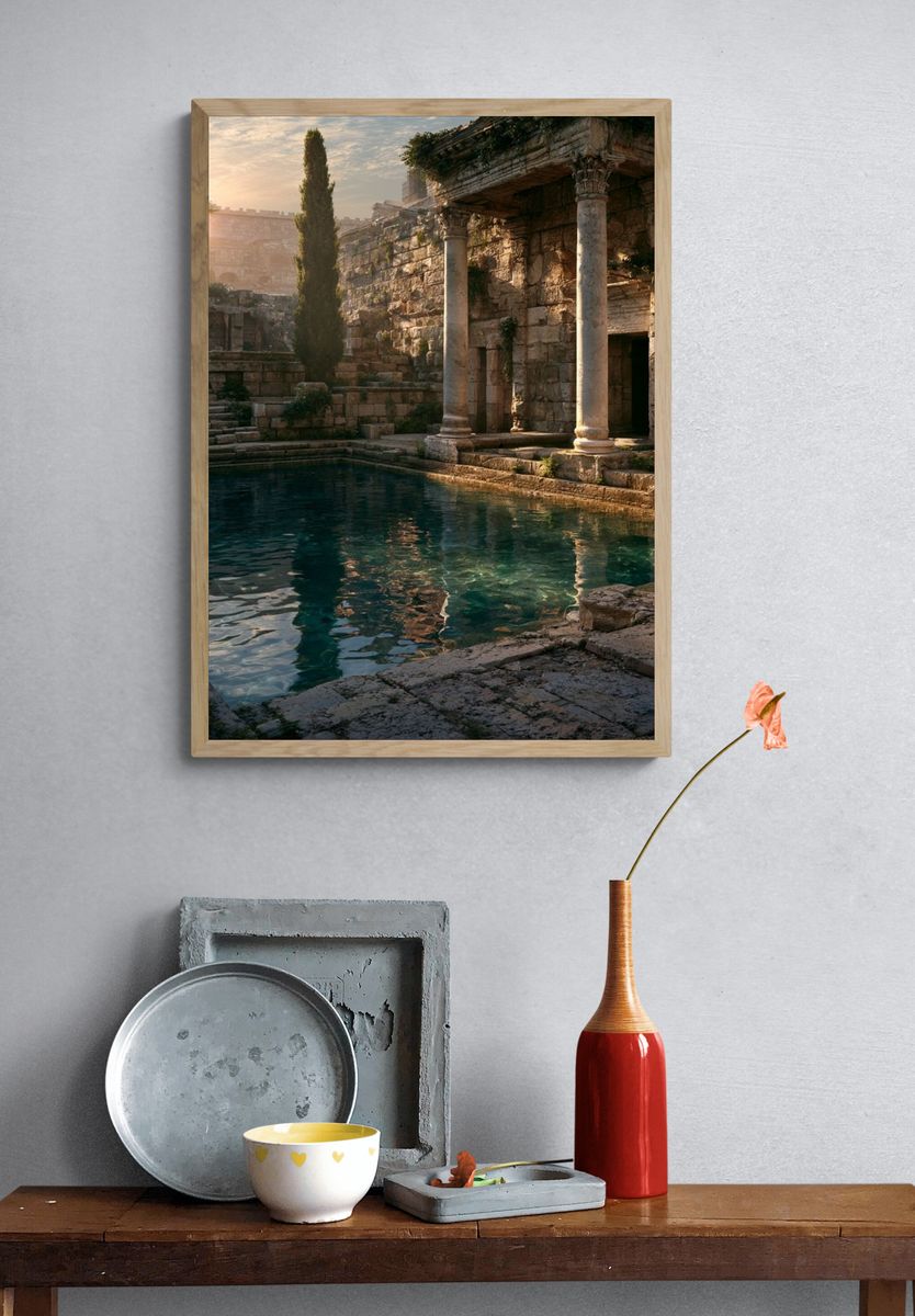 Ancient Ruins at Sunset Poster. — room view 3